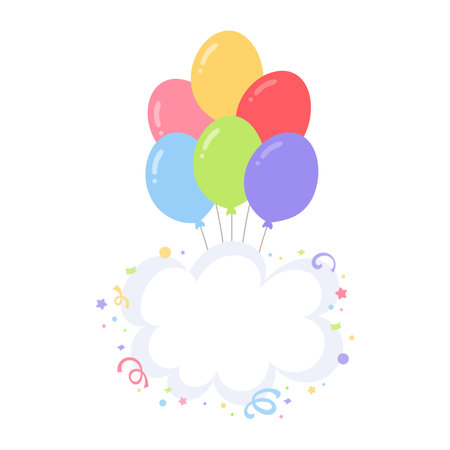 speech bubble speech balloon cute text box Colorful transparent party balls are a great decoration at parties and gatherings.のイラスト素材