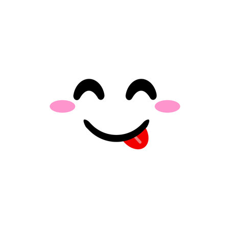 Emoji,Emoticon, hungry, want to eat, cute, pretty, hungry face, foodie, restaurant , vector illustrationのイラスト素材