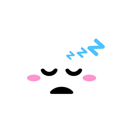 emoji emoticon, sleepy, sleep, dream, rest, relax, boring, low energy, sleepy vector illustrationのイラスト素材