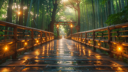 Bamboo forest path, tranquil walkの素材