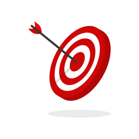 The arrow presses the target button., Focusing on goals, success, successful investment, successful business strategy, targeted investment strategies, icon illustrations and vectorのイラスト素材