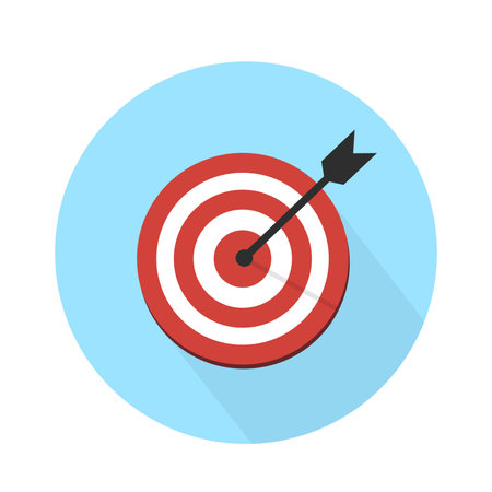 The arrow presses the target button., Focusing on goals, success, successful investment, successful business strategy, targeted investment strategies, icon illustrations and vectorのイラスト素材