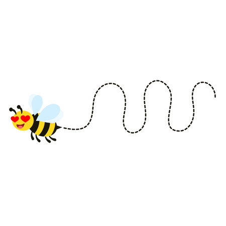 Bee flying around looking for honey and collecting honey in hive vector illustration and iconのイラスト素材