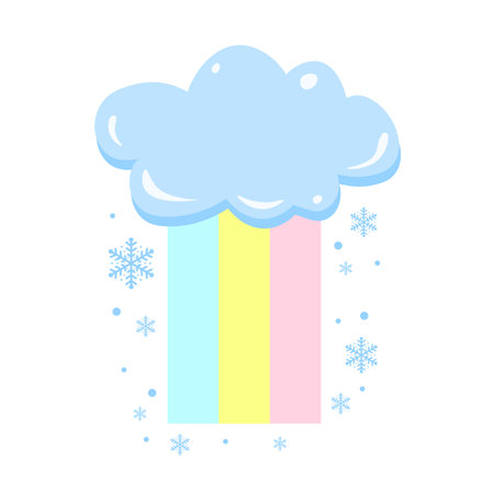 bright sky and filled with colorful rainbowsのイラスト素材