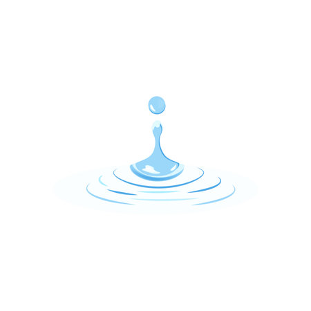 Water droplets falling from the sky are blue liquid rain and water droplets that fall on the surface.のイラスト素材