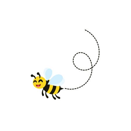 Bee flying around looking for honey and collecting honey in hive vector illustration and iconのイラスト素材