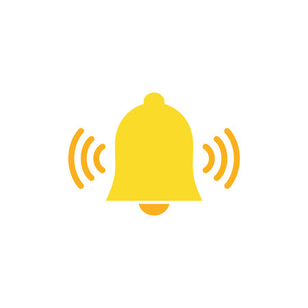 notification bell icon set isolated on white background.render yellow ringing bell with new...