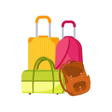 Suitcases or luggage for travel and adventureのイラスト素材