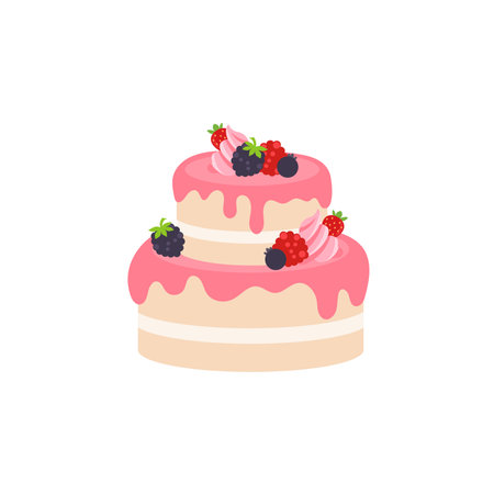 Happy birthday party birthday cake box fruit Cake Chocolate Cake Celebration Party birthday candles set isolated flat vector graphic design illustration And icon elementsのイラスト素材