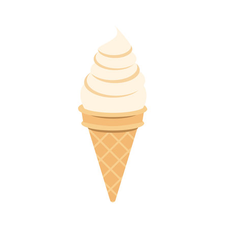 Ice cream cone waffle cartoon including various flavored ice cream and chocolate ice cream strawberry vanilla topper sundae strawberry chocolate sauce caramel sauce vector illustrationのイラスト素材