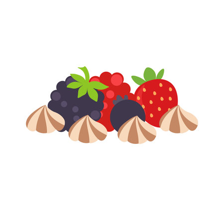 Fruit parfait and fruit soft cream Decorated with various desserts, donuts, macarons, chocolates.のイラスト素材