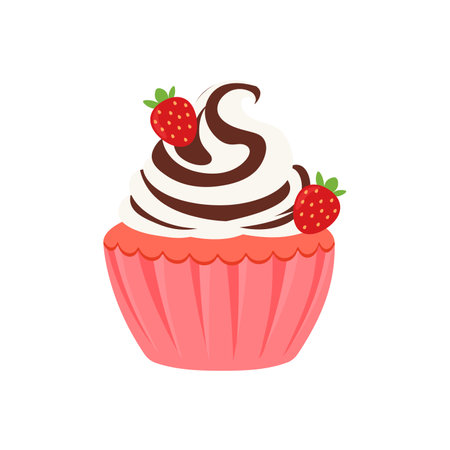 party cupcakes Keep cakes, birthday parties, cupcakes of various flavors, chocolate, lemon, blueberry, vanilla, milk, mixed fruit cupcakesのイラスト素材