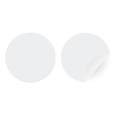 The round adhesive sticker is blank, simulated with curved corners. Blank white circular stripe And white circle vector sticker, icon illustrations and vectorのイラスト素材