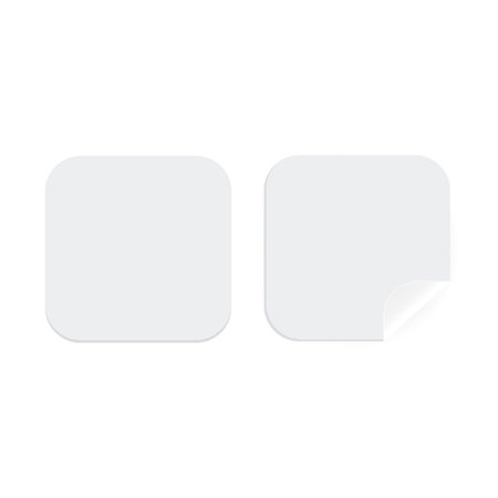 The round adhesive sticker is blank, simulated with curved corners. Blank white circular stripe And white circle vector sticker, icon illustrations and vectorのイラスト素材