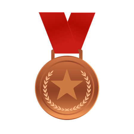 Realistic award medals. Winner medal gold bronze silver first place trophy champion honor best shiny circle ceremony prize,Product and service quality,vectorのイラスト素材