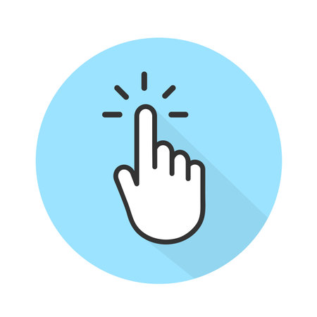Clicking finger icon, hand pointer on white background vectorのイラスト素材