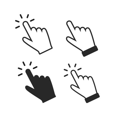 Clicking finger icon, hand pointer on white background vectorのイラスト素材