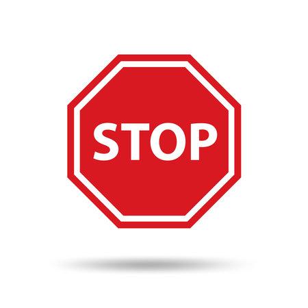 Stop signal icon with shadow vectorのイラスト素材