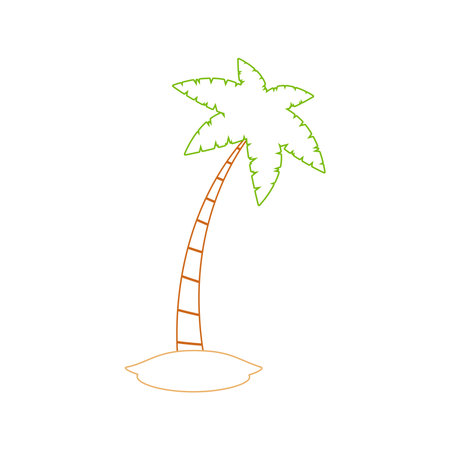 Beach coconut tree, seaside palm tree, coconut tree or island palm tree.のイラスト素材