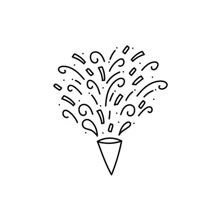 cute party popper isolated confetti explosion firecrackers celebration vector drawing illustration hand drawn styleのイラスト素材