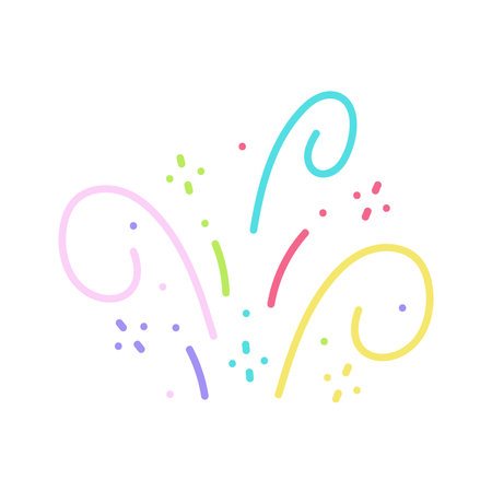 cute party popper isolated confetti explosion firecrackers celebration vector drawing illustration hand drawn styleのイラスト素材