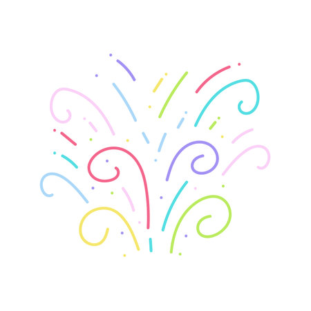 cute party popper isolated confetti explosion firecrackers celebration vector drawing illustration hand drawn styleのイラスト素材