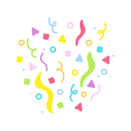 cute party popper isolated confetti explosion firecrackers celebration vector drawing illustration hand drawn styleのイラスト素材