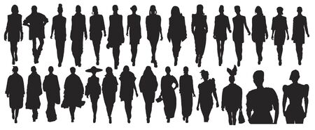 illustration of fashion people silhouetteのイラスト素材