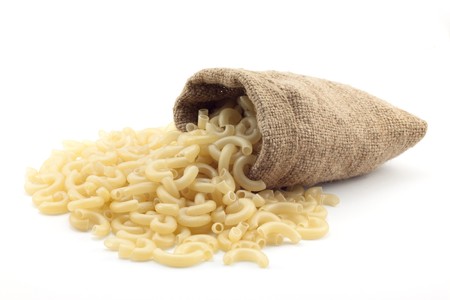 bag of pasta on a white backgroundの写真素材