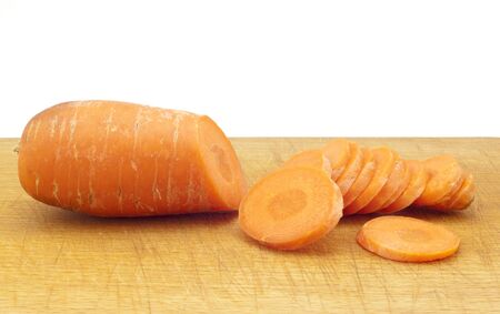 chopped carrot on the boardの写真素材