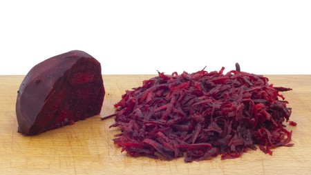 shredded beets on the boardの写真素材