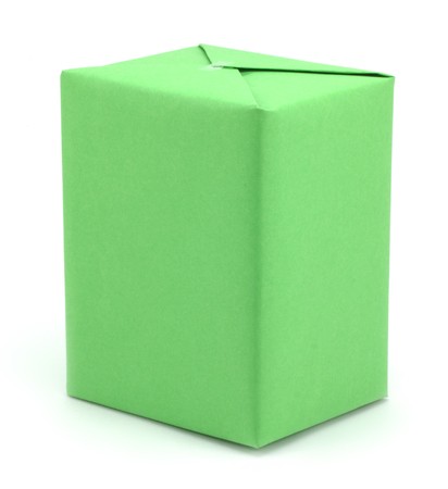 green gift box on a white backgroundの写真素材