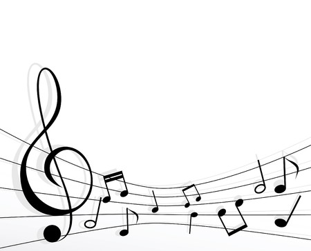 musical notes with a shadow on a white backgroundのイラスト素材