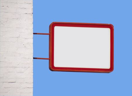 blank advertising billboard isolated on blue background の写真素材