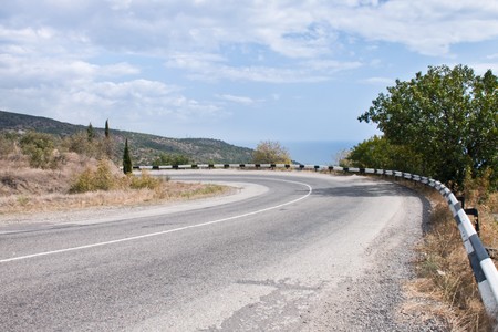 Crimean mountain road on a clear day in summerの写真素材