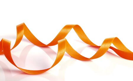 Beautiful red gift ribbon on a white backgroundの写真素材