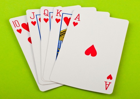 Royal Flush on a green background for your design