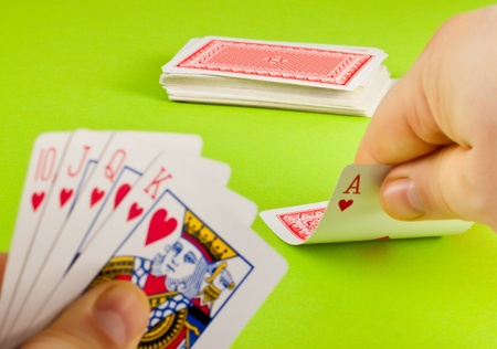 Royal Flush on a green background for your designのeditorial素材
