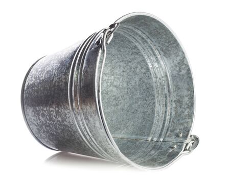 galvanized metal bucket on a white background の写真素材