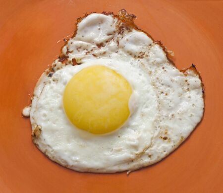 Fried egg on a plateの写真素材