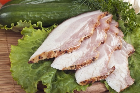 Sausage with herbs and vegetablesの写真素材