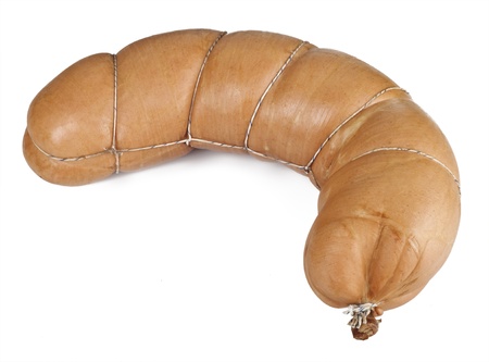 Sausage on a white backgroundの写真素材
