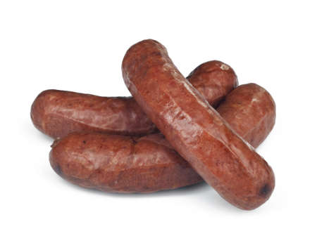 Sausage on a white backgroundの写真素材
