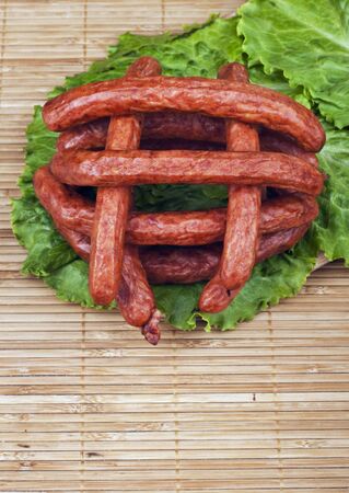 Sausage with herbs and vegetablesの写真素材