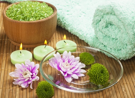 Spa still life with flowerの写真素材