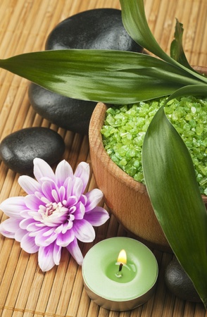Spa still life with flowerの写真素材