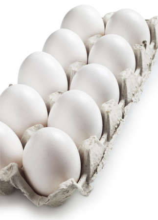 photo white eggs in packing の写真素材