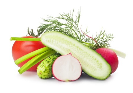 fresh vegetables  on a white backgroundの写真素材