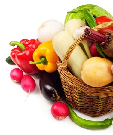 Fresh ripe vegetables on white backgroundの写真素材