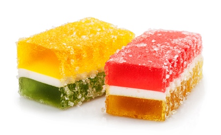 colorful jelly candies isolated on white 
